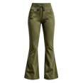 thumbnail image 4 of LMIHMI Womens Flare Leggings with Pockets Drawstring High Waist Bootcut Yoga Pants Stretch Bell Bottoms(Army Green,XX-Large), 4 of 5