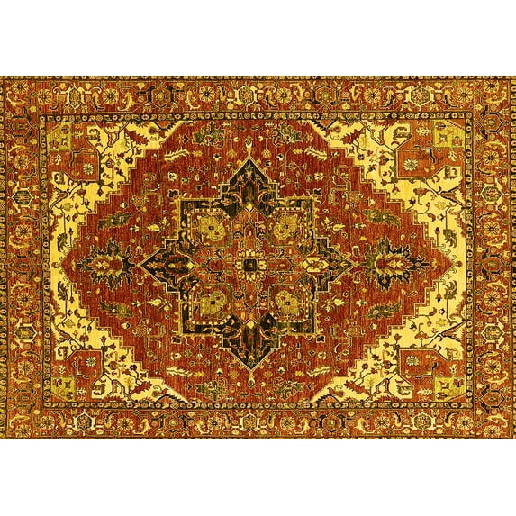 Ahgly Company Indoor Rectangle Persian Yellow Traditional Area Rugs, 3' x 5'