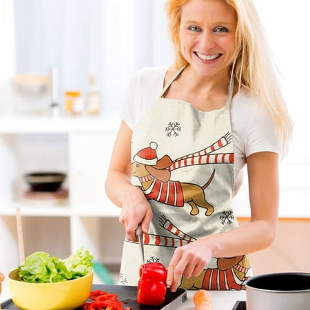 

NIUREDLTD Sausage Dog Kitchen Cooking Aprons Plaid Aprons Adjustable Buffalo Plaid Baking Apron