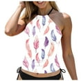 thumbnail image 1 of adviicd Bathing Suit Tops Women Ruffle High Waisted Tankini Swimsuit Tummy Control Bathing Suit(Light Purple,S), 1 of 7