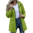 thumbnail image 2 of BRGZLK Rain Coats for Women Trendy Zip Up Solid Color Long Sleeve Hooded Lightweight Long Waterproof Jackets Elastic Waist Casual Outdoor Hiking Raincoats Green M, 2 of 7