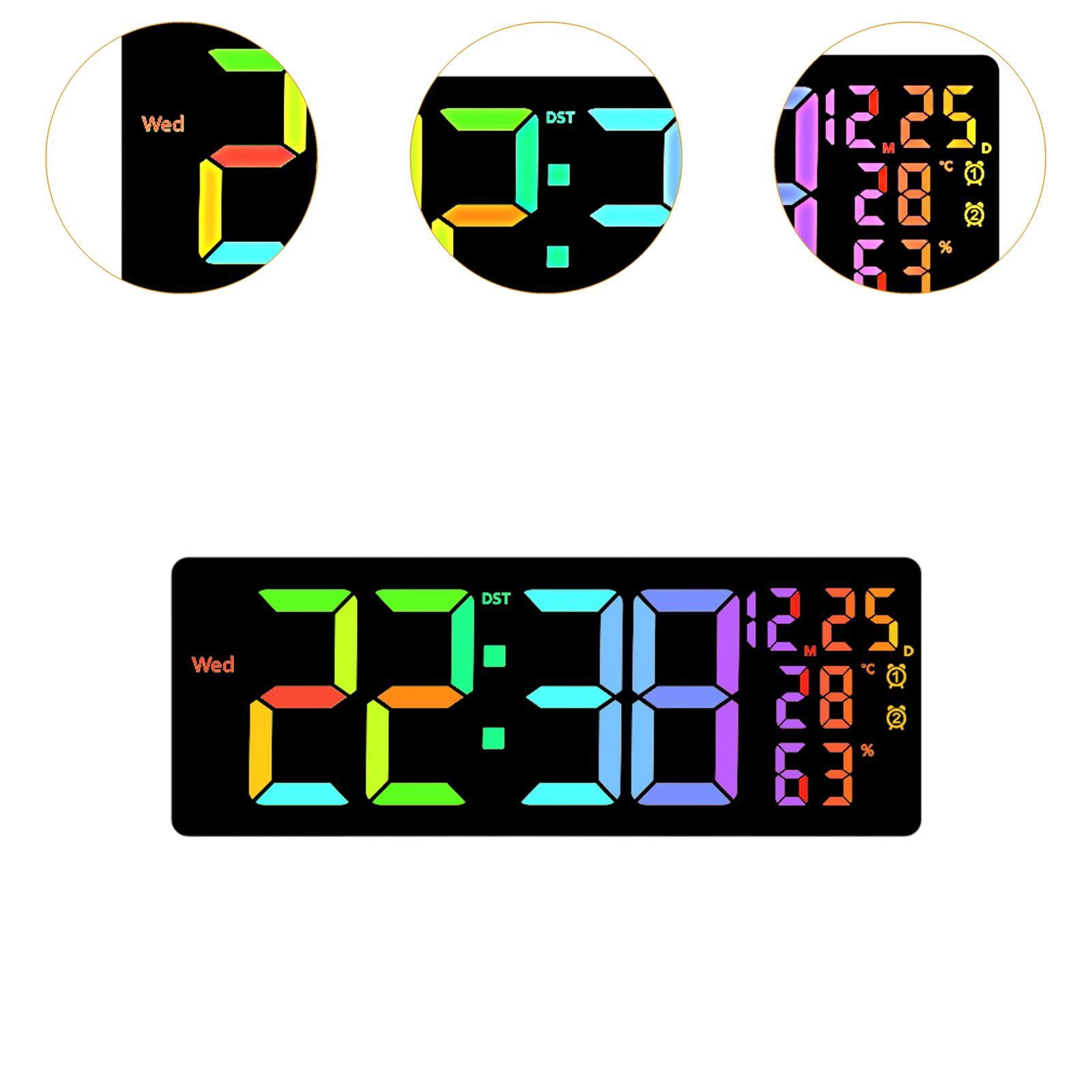 deevoka LED Digital Wall Clock Calendar 12/24H  degreeF/ degreeC Switchable Auto Dimming Date Week