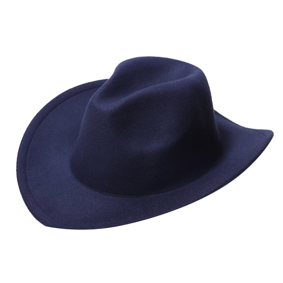 ASEIDFNSA Kids Western Cowboy Hat, Structured Felt Curved Brim for Boys Girls Holiday Navy 4-10 Years