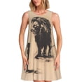 thumbnail image 1 of Balery Child And Lion Sketch Vestidos de verano para mujer con estampado: vestido holgado sin mangas, vestido playero informal y cómodo para días calurosos., 1 of 7