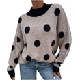 thumbnail image 2 of Chandail Tricoté à Pois Col Rond pour Femmes Mode Chandail Tricoté Haut Blouse, 2 of 5