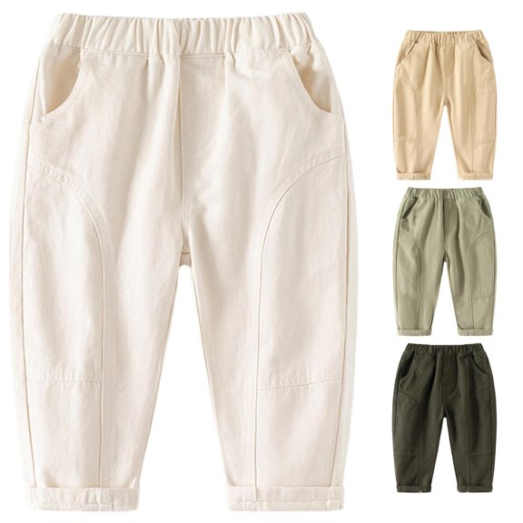Boys Casual Pants Comfortable Everyday Wear Pure Color Long Trousers for Kids Age 1 10 Children Bottoms Soft Breathable Easy Outfits Youth Large Pants Cord Pant 2t Toddler Clothes Kids 18 Month Boy