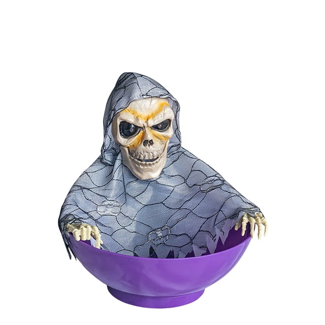 Halloween Motion Sensor Decorative Fruit Plate with Sound and Light for Party Trick Props Scary Animated Bowl