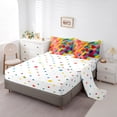 thumbnail image 3 of Colorful Bricks Bed in a Bag King 7 Pieces,Building Blocks Comforter Set Reversible Gradient Watercolor Geometry Brick Design,Soft Breathable Bedding Sets with Comforter,Sheets,Pillowcases & Shams, 3 of 5