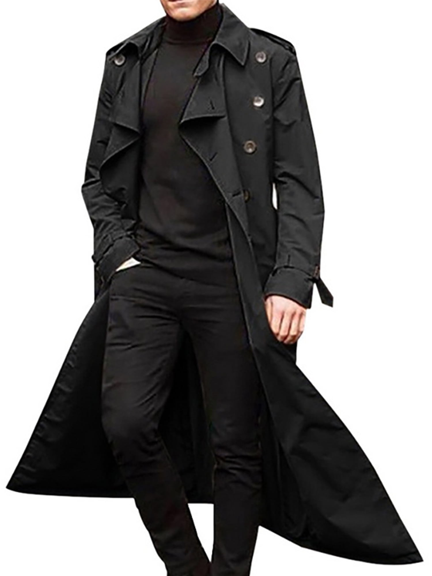 Mens Double Breasted Trench Coat Winter Warm Long Parka Jacket Overcoat Outwear