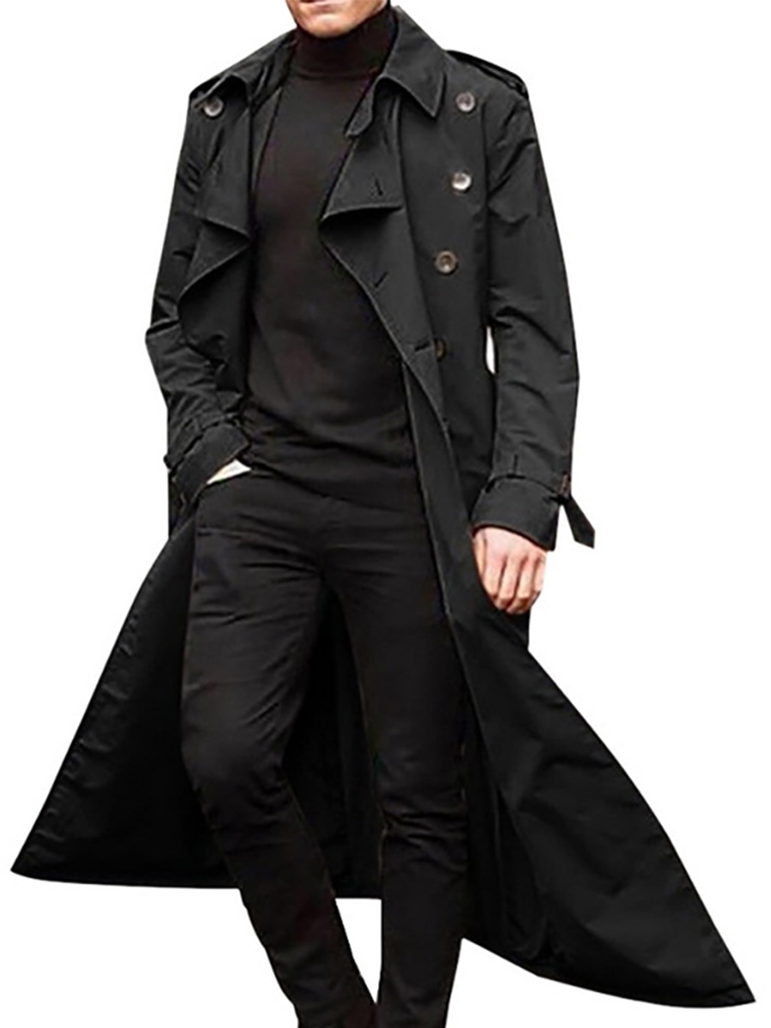 Mens Overcoat Winter Full Length Trench Coat Warm Long Jacket Formal ...