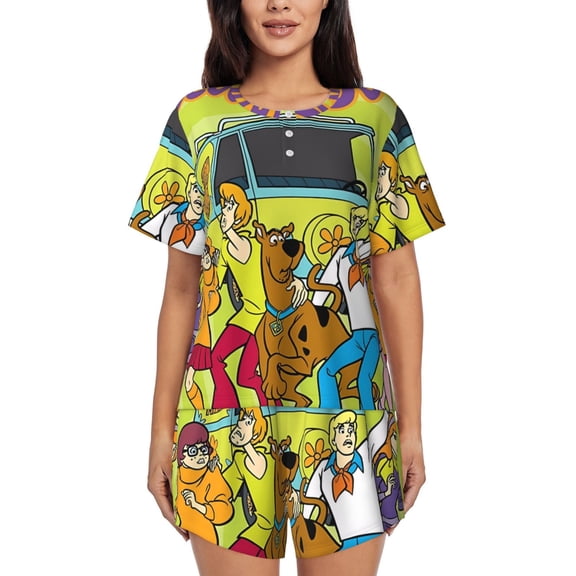 Gokiu Scooby-Doo Womens Pajama Sets Lounge Short Sleeve Pjs Soft Loungewear Comfy Sleepwear