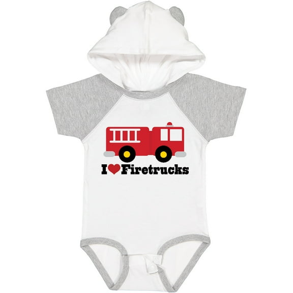 Inktastic I Heart Firetrucks Boys or Girls Baby Bodysuit