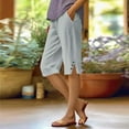 thumbnail image 2 of Yubnlvae Shorts Décontractés en Coton et Lin pour Femmes - Design Fendu pour l'Été Gris 5TG, 2 of 5