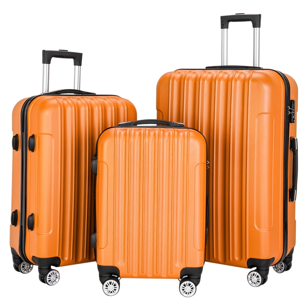 UBesGoo Luggage Sets PC+ABS Durable Suitcase on Wheels TSA Lock Orange ...