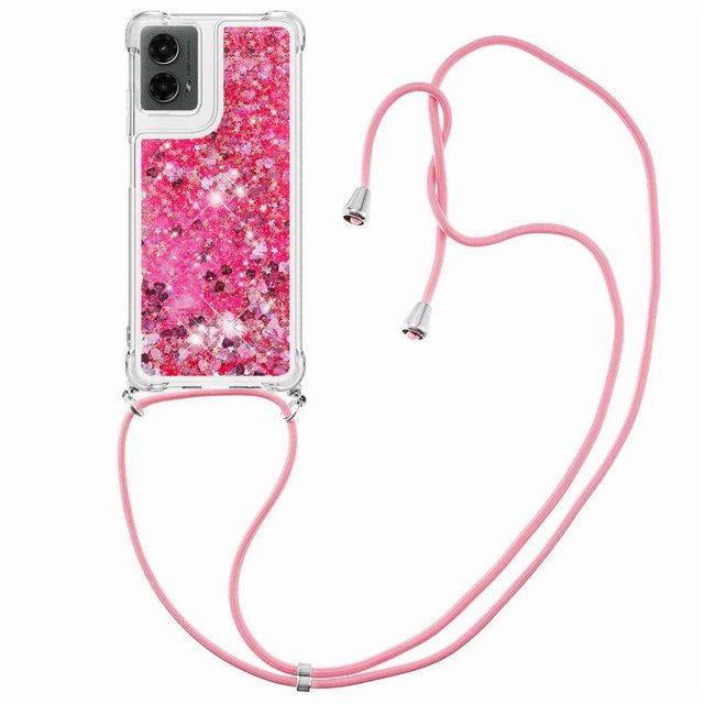 Funda FOXDOCK para Motorola Moto G 5G 2024 con Cuerda Ajustable, Brillo Líquido, Protección Antigolpes y Lente – Ideal para Regalo