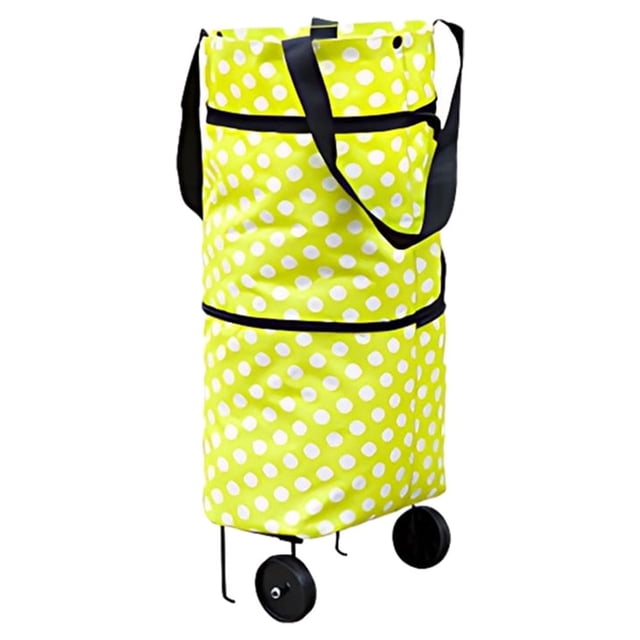 Moyic Bolso de tela para carrito de compras con ruedas, tela Oxford cómoda y espaciosa y construcción metálica Almacenamiento y organización del hogar origen verde