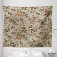 thumbnail image 1 of Grunge Tapestry, Floral Pattern with Fantasy Elements Swirls Curves and Dots Retro Colors, Fabric Wall Hanging Decor for Bedroom Living Room Dorm, 5 Sizes, Tan Redwood Pale Brown, by Ambesonne, 1 of 1