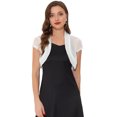 thumbnail image 1 of Bolero de satén Allegra K Cap Sleeve Business Open Front Crop Cárdigan para mujer blanco L, 1 of 5