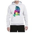 thumbnail image 2 of Neon Beach Sunset Cat California Vibes | Mens Animal Lover Hooded Sweatshirt Graphic Hoodie, White, Medium, 2 of 4