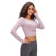 thumbnail image 3 of Camiseta deportiva de manga larga con almohadilla para el pecho, corta, para exteriores, para correr, yoga, ajustada, para mujer, 3 of 3