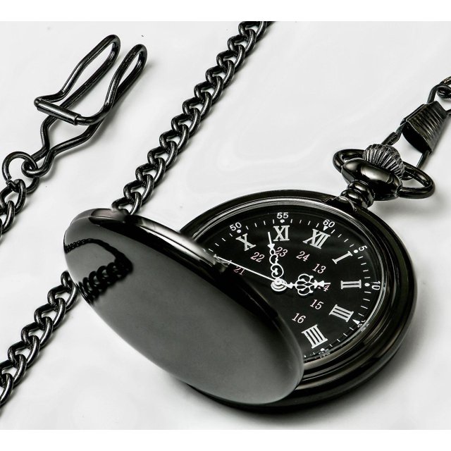 Reloj de bolsillo para hombre y mujer, de cuarzo, con esfera digital y superficie lisa, regalo de Navidad, color negro, reloj de bolsillo retro de cuarzo de dos caras, con tapa
