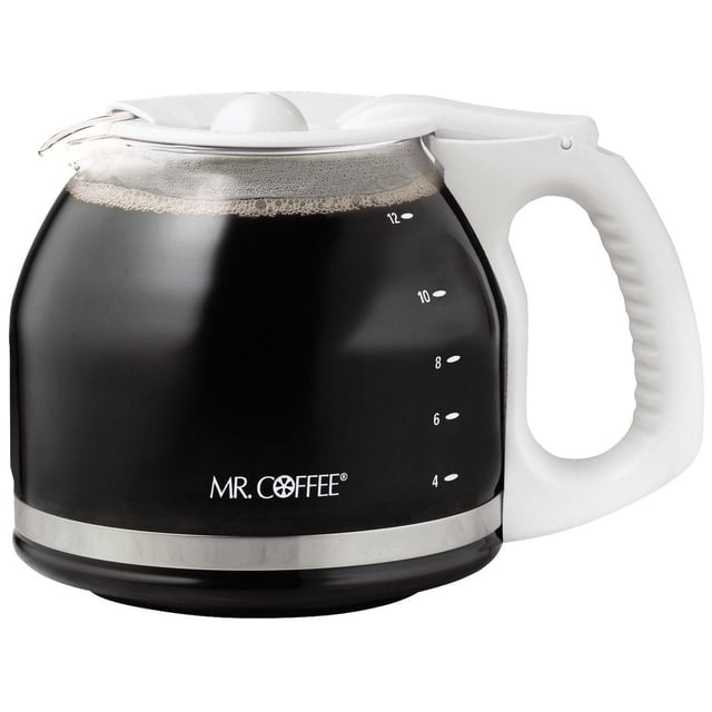 Mr. Coffee - Jarra de cristal de repuesto para 12 tazas, color blanco