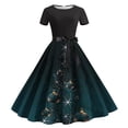 thumbnail image 1 of Mefallenssiah Robe Décontractée à Imprimé Floral pour Femmes, Manches Courtes, Col Rond, Hauteur Genou, 1 of 3