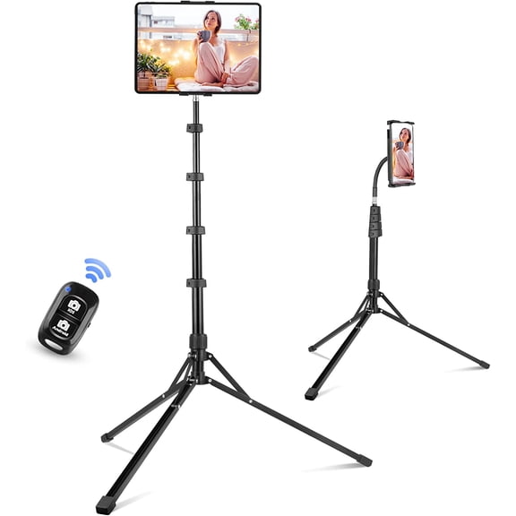 Adjustable Tripod Stand, 67” Height, Tablet Holder for iPad mini/Air/Pro, Kindle, Switch, Smartphones, 4.7”-12.9” Devices
