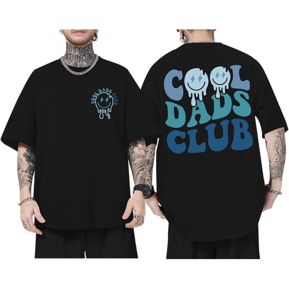 Dad Shirt Cool Dads Club Tshirt for Men Oversized Daddy T-Shirts Funny Letter Graphic Printed Tees Father's Day Tops