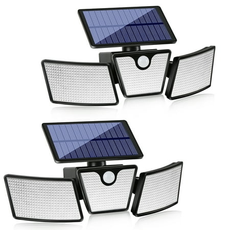 

1pc/2pcs/4pcs Solar Outdoor Lights 250LM 256 LEDs Security Lights With Remote Control 3 Heads Motion Sensor Lights IP65 Waterproof 270° Wide Angle Flood Wall Lights With 3 Modes