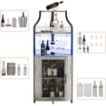 thumbnail image 4 of Industrial de esquina bar gabinete con iluminación led, glass holder y adjustable estante - gris muebles para small spaces, 4 of 7