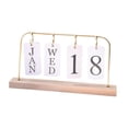 thumbnail image 3 of koolsoo Wooden Flip Calendar, Turn Page Month Date Display, Month Day Display Desk Standing Calendar for Desk Room Teacher Gold, 3 of 8