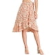 thumbnail image 1 of Falda Cruzada de Verano Allegra K con Dobladillo Alto y Bajo y Lazo Floral Blanco S, 1 of 6