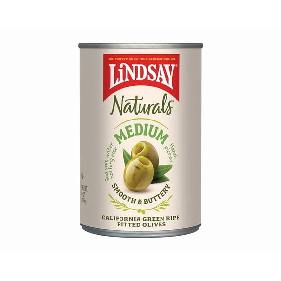 ( 2 Pack) Lindsay Naturals Medium 6 oz, Green Ripe Pitted Olives
