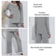 thumbnail image 4 of Conjunto de pijama de manga larga transpirable para mujer, suave y lavable a máquina, cuello redondo, corte holgado, gris claro, talla L, 4 of 5