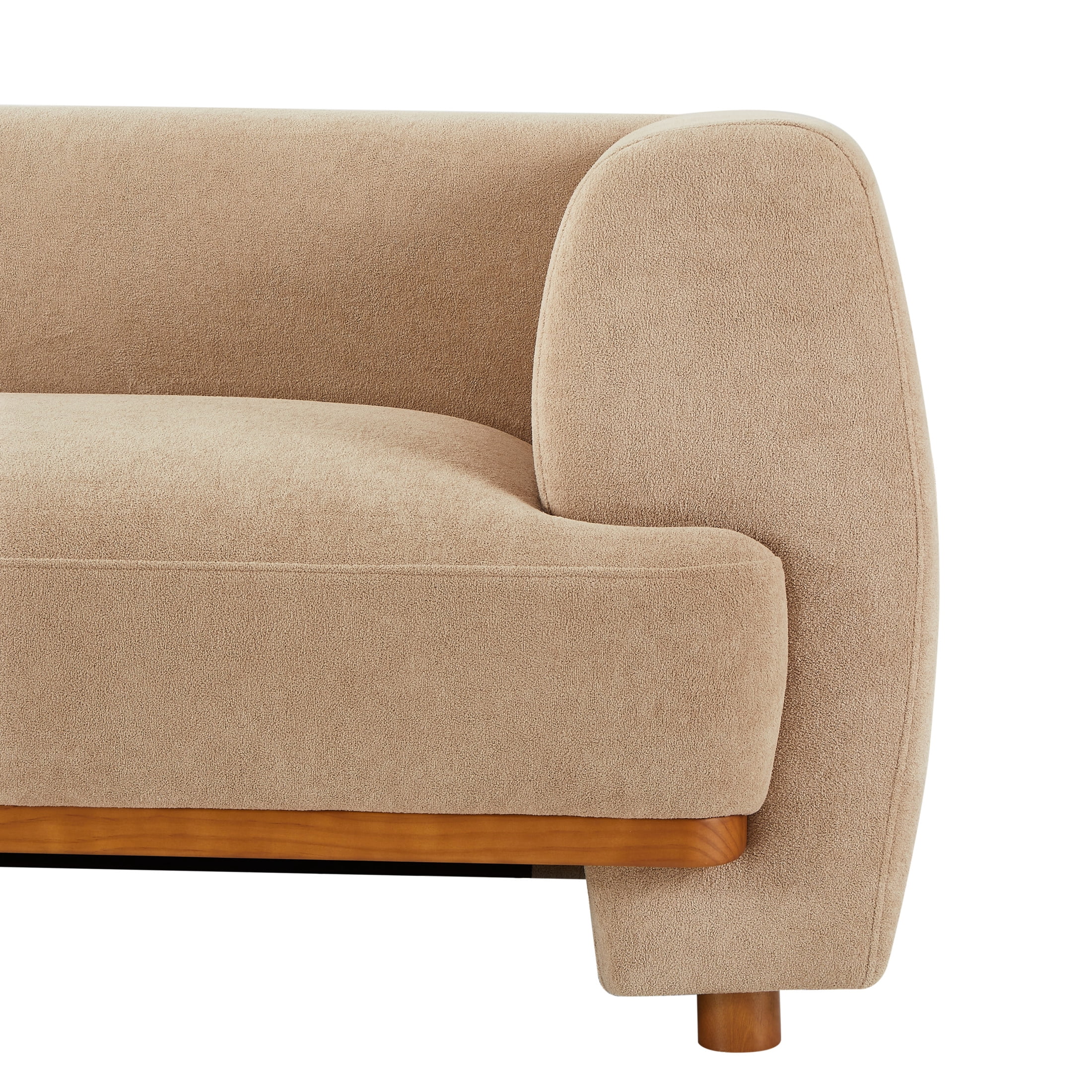 Christopher Knight Home 79 in. 3-Seat Velvet Sofa, Modern Curved Upholstered Couch with Wood Base, Nomad