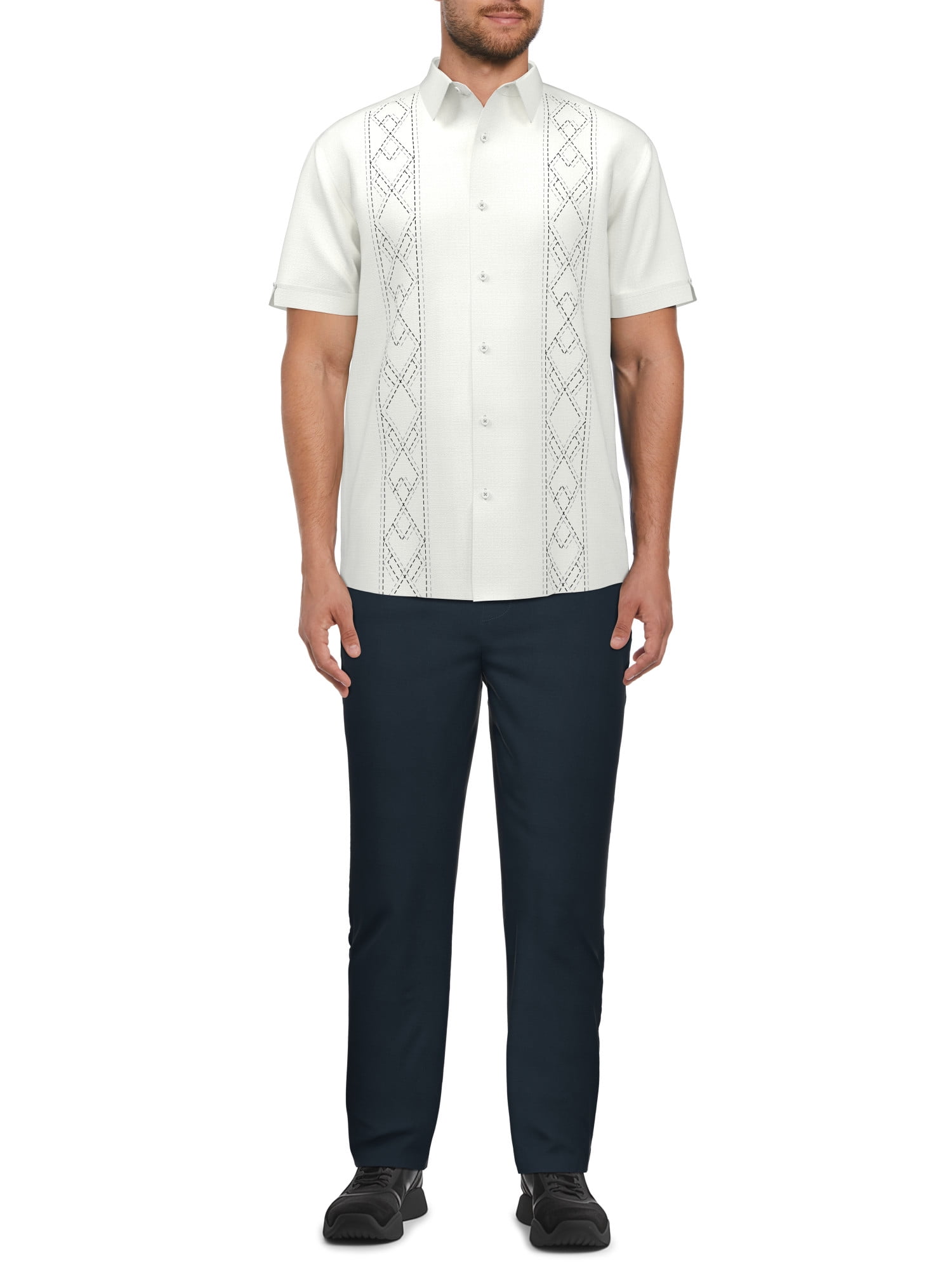 Cafe Luna Men's Geo Print Short Sleeve Shirt, up to Size 5XL