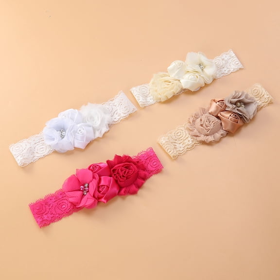 Pretyzoom Stretchy Baby Headbands Assorted Color For Baptism 4Pcs