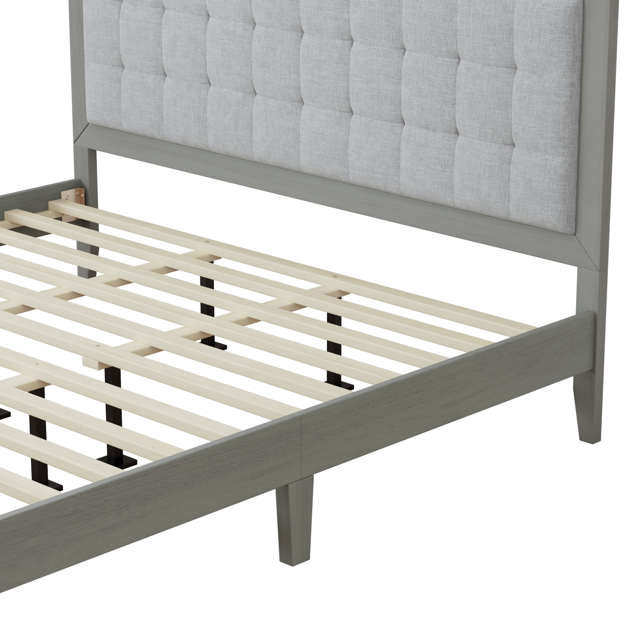 Christopher Knight Home Bohemian California King Bed Frame with Grey Tufted Headboard and Solid Wood