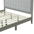 thumbnail image 4 of GDF Studio Mid-Century Modern Solid Wood California King Bed Frame with Silent Slats & Tufted Headboard, Grey, 4 of 5