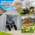 thumbnail image 6 of Heavy Duty Outdoor Storage Shed with Roll-up Zipper Door Waterproof and UV Resistant Portable Garage Carport for Motorcycle Bike Garden Tools Grey, 6 of 8