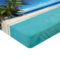 thumbnail image 2 of Ambesonne Jungle Fitted Sheet, Seaside Nature Tropic, Full Size, Royal Blue Turquoise, 2 of 3