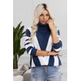 thumbnail image 2 of ABPHQTO Jersey De Mujer De Punto Con Cuello Alto Color Block A Rayas Azules, 2 of 5
