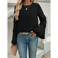 thumbnail image 6 of Women'S 2025 Autumn and Winter Temperamental Ladies Loose Flared Long Sleeve Tops Black L, 6 of 8
