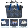thumbnail image 2 of Tote Bag for Women - Dark Blue Christmas Snowflake Pattern Shoulder Bag - Large Utility Work Duffle Bag with Zipper Handbag for Travel, Work, Sprots, 2 of 5