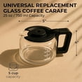 thumbnail image 2 of Kaffe Universal Replacement Coffee Carafe - 5 Cup Glass Pot for Drip Makers Glass, Easy-Grip Handle, Sneak-A-Cup Compatible Capacity Markings, Dishwasher Safe, 2 of 4