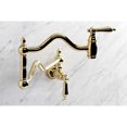 thumbnail image 3 of Kingston Brass KS2102AL Heritage Two-Handle 1-Hole Wall Mount Pot Filler Faucet in Polished Brass, 3 of 8