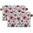 thumbnail image 2 of GZHJMY Collapsible Storage Basket Fresh Pink Flower Rectangular Storage Bins Baskets Toys Storage Bins with Handles for Bedroom Home Office 1PCS, 2 of 7