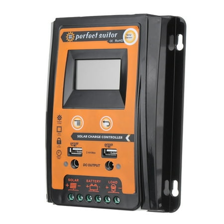 

50A MPPT PWM Solar Controller for /24V Solar Panel System IP32 PV Battery Controller Timer LCD Display Solar Panel Regulator with Dual USB Port Overload Protection