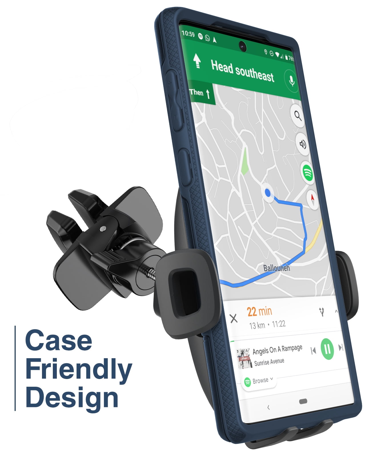 Encased Phone Holder For Car - Air Vent Cellphone Universal Car Mount for iPhone & Android